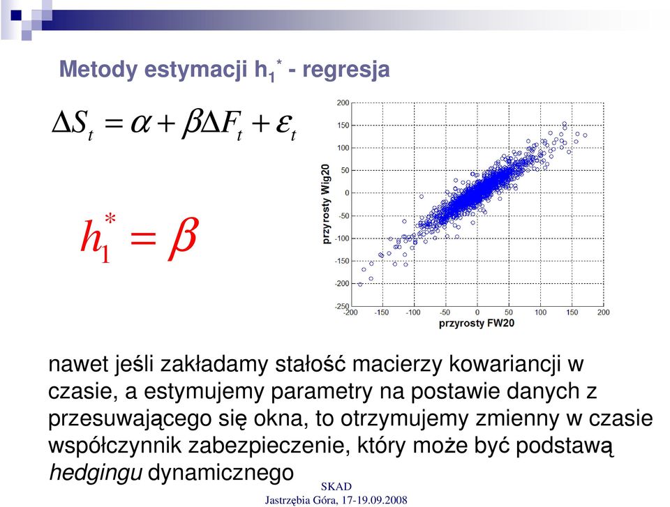 na postawie danyc z przesuwającego się okna, to otrzymujemy zmienny w