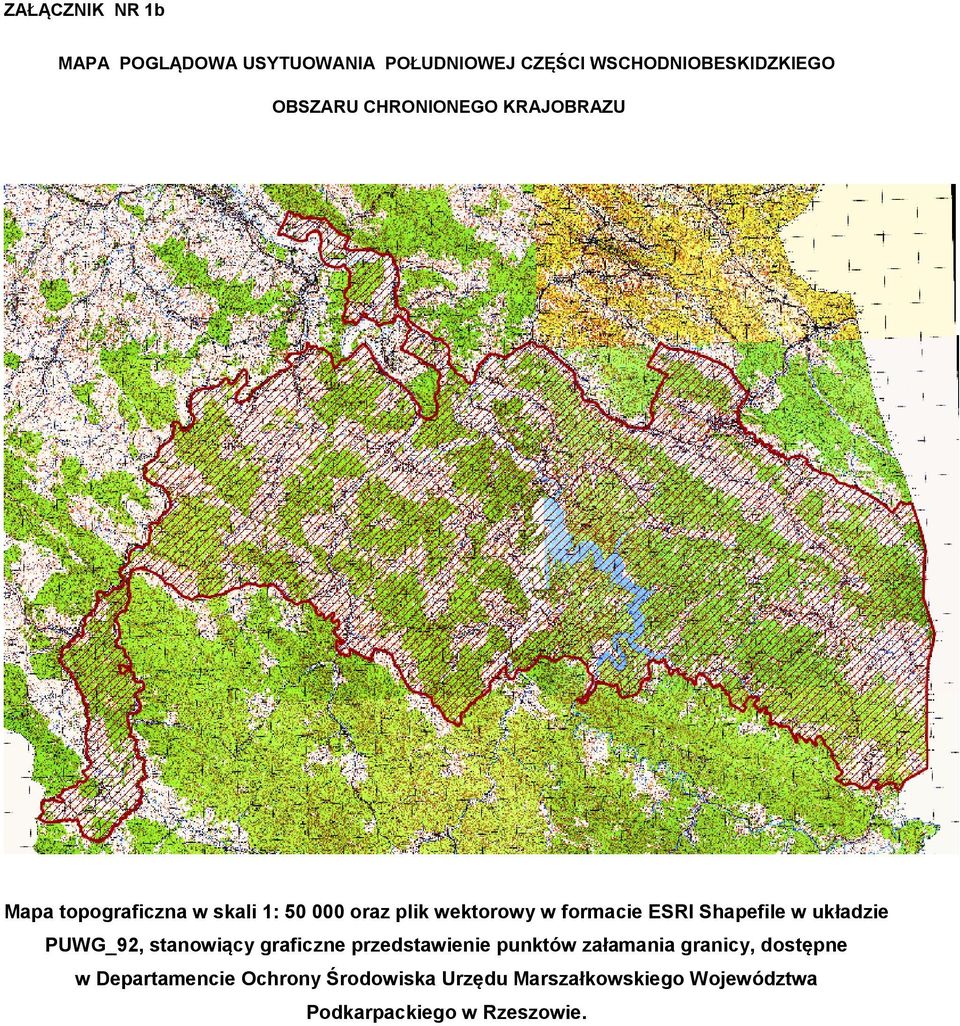 Shapefile w układzie PUWG_92, stanowiący graficzne przedstawienie punktów załamania granicy,