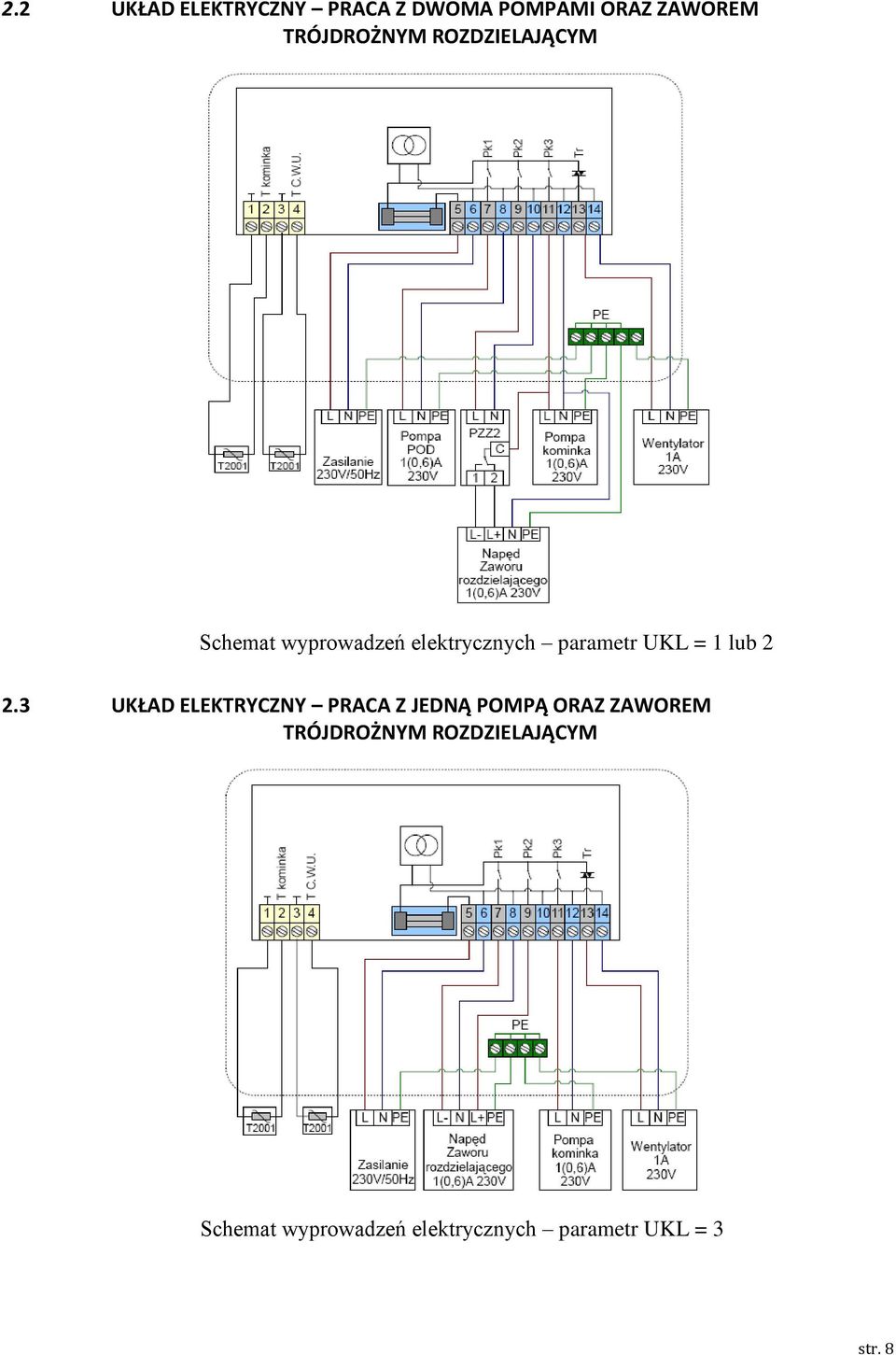 2 2.3 UKŁAD ELEKTRYCZNY PRACA Z JEDNĄ POMPĄ ORAZ ZAWOREM TRÓJDROŻNYM