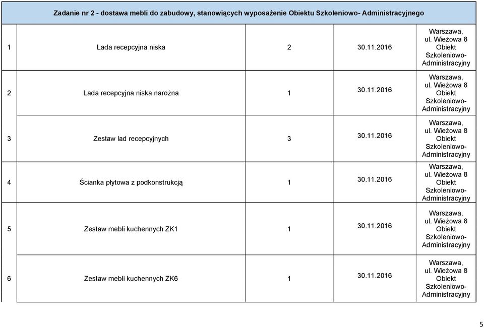 narożna 1 3 Zestaw lad recepcyjnych 3 4 Ścianka płytowa z