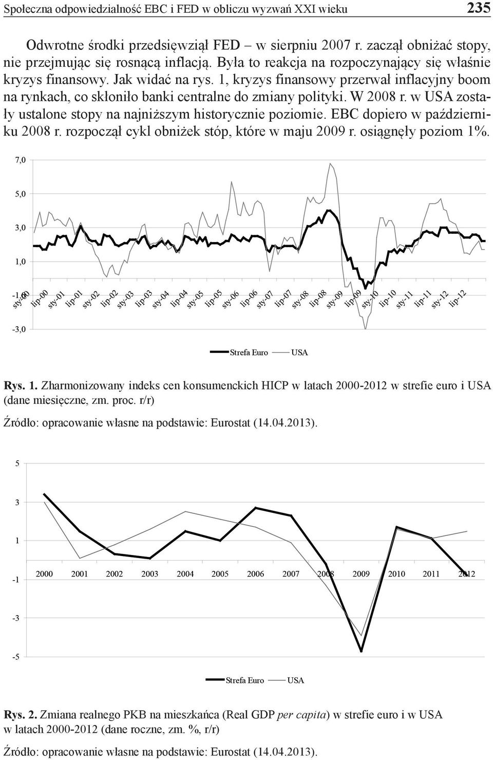 w USA zostały ustalone stopy na najniższym historycznie poziomie. EBC dopiero w październiku 2008 r. rozpoczął cykl obniżek stóp, które w maju 2009 r. osiągnęły poziom 1%