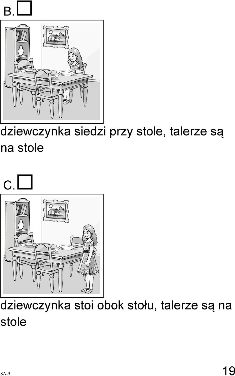 dziewczynka stoi obok stołu,