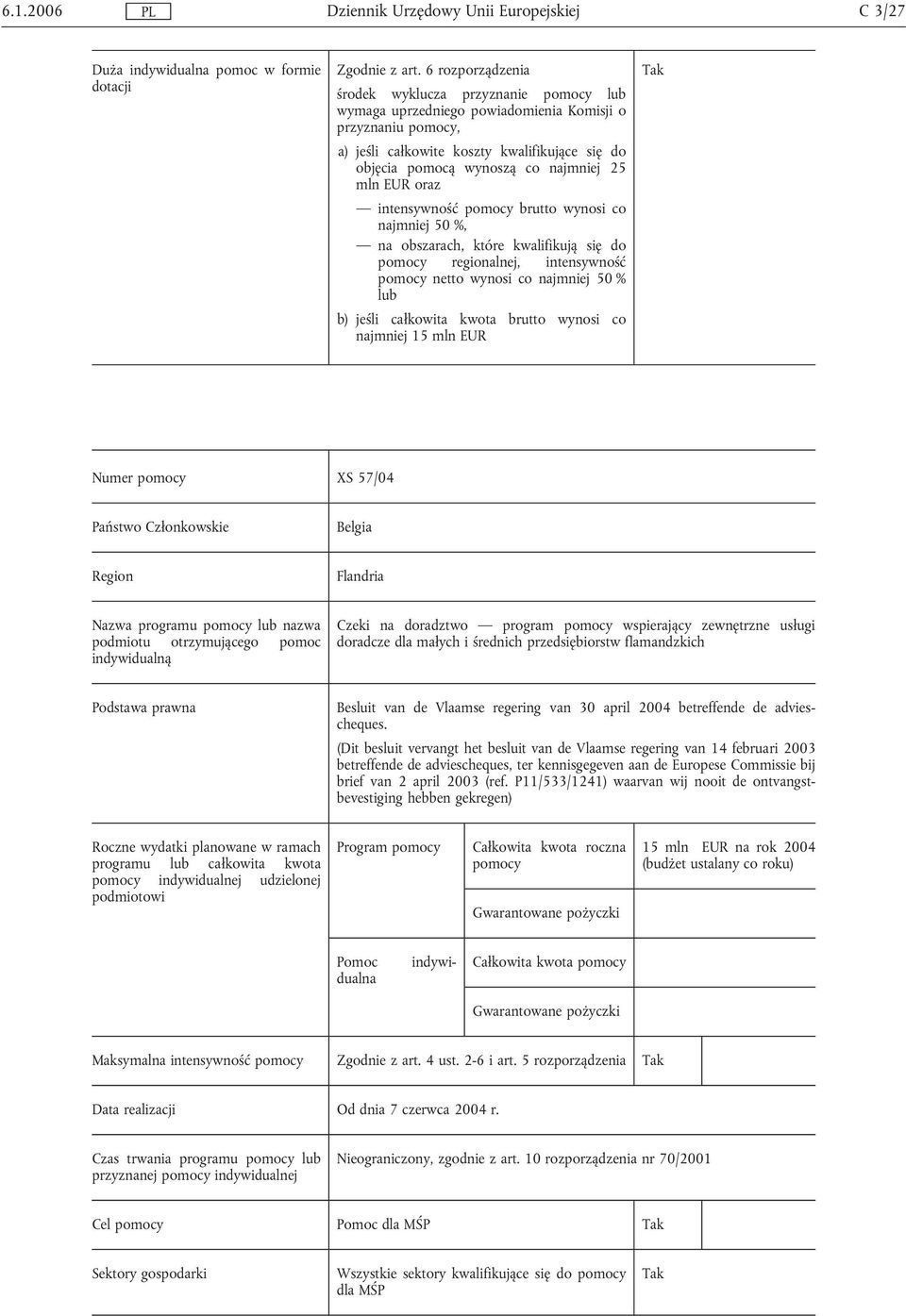 flamandzkich Besluit van de Vlaamse regering van 30 april 2004 betreffende de adviescheques.