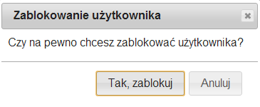 Rejestr dziennych opiekunów 7.1.3. Blokowanie konta W celu dokonania blokady konta, na liście użytkowników musimy wybrać konto, które zostanie zablokowane.