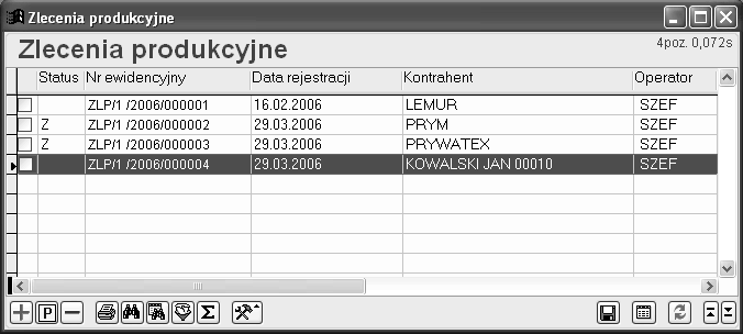 4. Zlecenia produkcyjne. System umożliwia nam obsługę wielopoziomowych zleceń produkcyjnych.