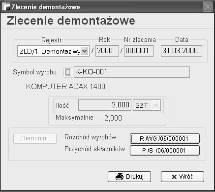 7. Demontaż Czasami może zaistnieć potrzeba rozłożenia gotowego już wyrobu na części.