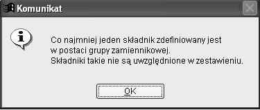 Po wybraniu zlecenia produkcyjnego naciskamy przycisk Wykonaj i pojawia się tabela z wynikami zestawienia.