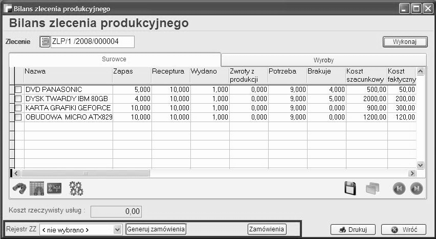 W przypadku, gdy generujemy dokumenty ZZ z bilansów pozycji i zlecenia produkcyjnego to przed rozpoczęciem generowania