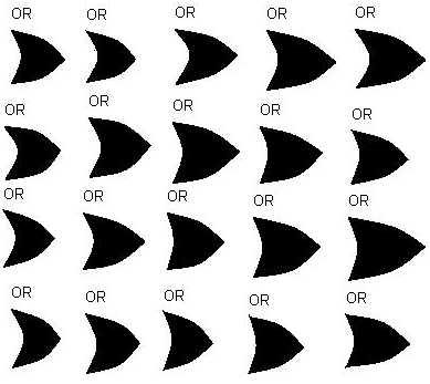 Test dla bramek OR został przeprowadzony dla serii bramek na rysunku 102. Efekt symulacji pokazuje rysunek 103 i jak widać również w tym przypadku wszystkie bramki zostały rozpoznane poprawnie.