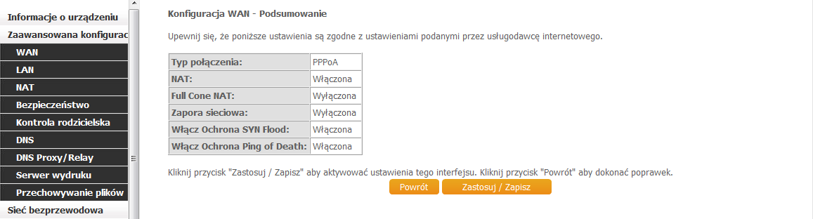 WŁĄCZ FULLCONE NAT Opcja jest dostępna, jeśli włączona jest usługa NAT.