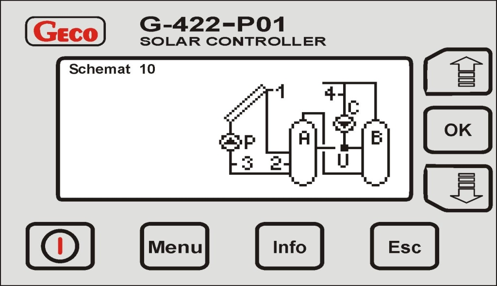 7 Rys. 4. Obraz prezentowany na ekranie wyświetlacza LCD podczas wybierania schematu konfiguracji instalacji z kolektorami.