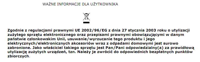 Deklaracja Zgodności Producenta (tłumaczenie) Certyfikat EC potwierdzający Zgodność (do Dyrektyw EC 2006/95,2004/108,99/5) W przedstawionej Deklaracji poświadczamy, że produkt jak niżej: