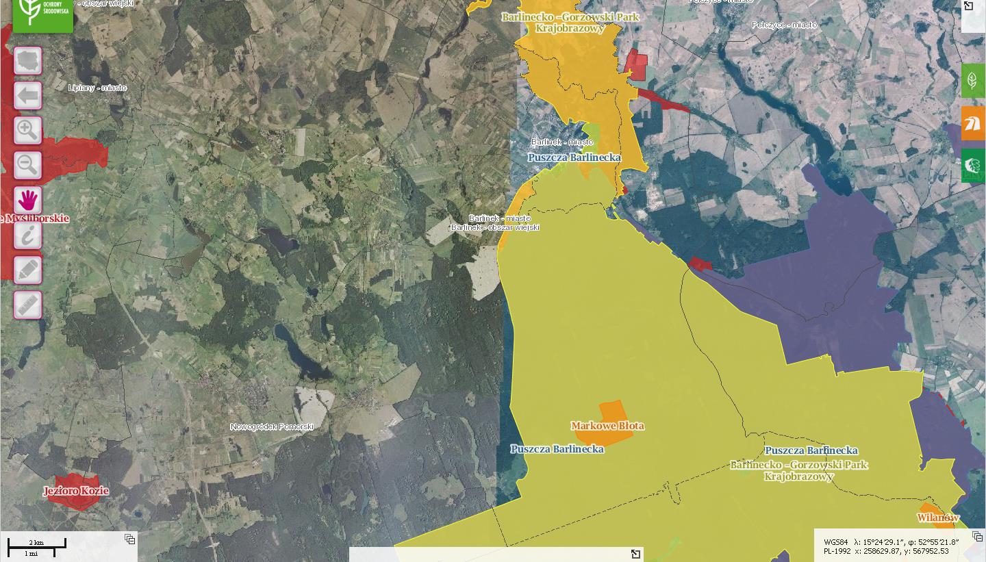 Rysunek 7. Obszary chronione na terenie Gminy Barlinek Źródło: http://geoserwis.gdos.gov.