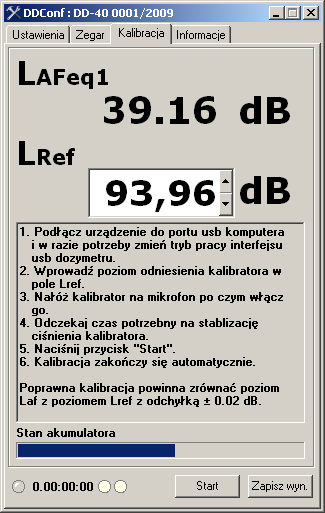 Rys. 10 Widok okna Kalibracja programu DDConf Aby poprawnie skalibrować dozymetr DD-41 należy: Uruchomić program DDConf na komputerze PC.