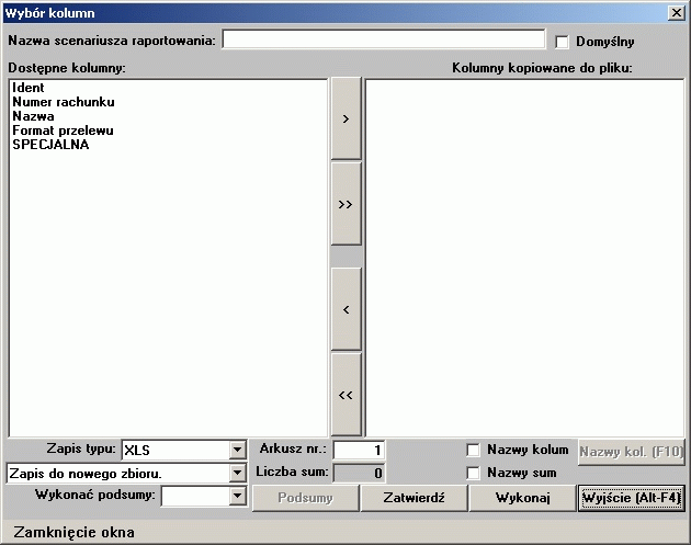 mu nazwę oraz Kliknąć przycisk Zapisz (format w jakim zostanie zapisany plik to w zależności od naciśniętego przycisku: tekst ASCI, arkusz xls, plik html).