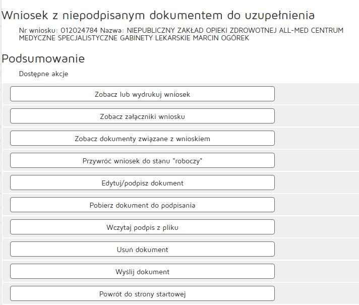 Następnie należy uzupełnić pozycje: - Sygnatura, - Tytuł, - Treść. Wprowadzanie danych potwierdzamy przyciskiem Zapisz i pobierz plik do podpisu.