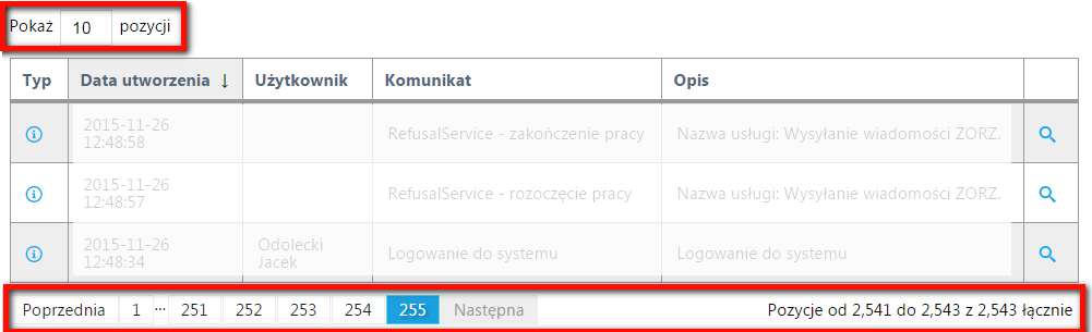 Dokumentacja użytkowa systemu ZORZ Strona 5 z 39 Rysunek 2 Widok menu kontekstowego W celu ograniczenia ilości przesyłanych danych z serwera na wszystkich listach dostępnych w systemie zastosowano