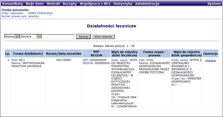 17. Po uzupełnieniu informacji o kompetencjach i umiejętnościach, należy wybrać opcję Dalej. Wyświetlone zostanie okno Edycji danych osoby personelu Doświadczenie zawodowe. 18.