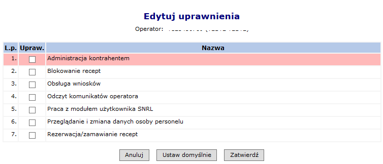 4. Wybrać opcję Zatwierdź. System dokona weryfikacji, czy dane konta są poprawne jeśli nie wyświetlony zostanie komunikat błędu. Konto będzie nieaktywne po wylogowaniu operatora z systemu. 10.1.5.