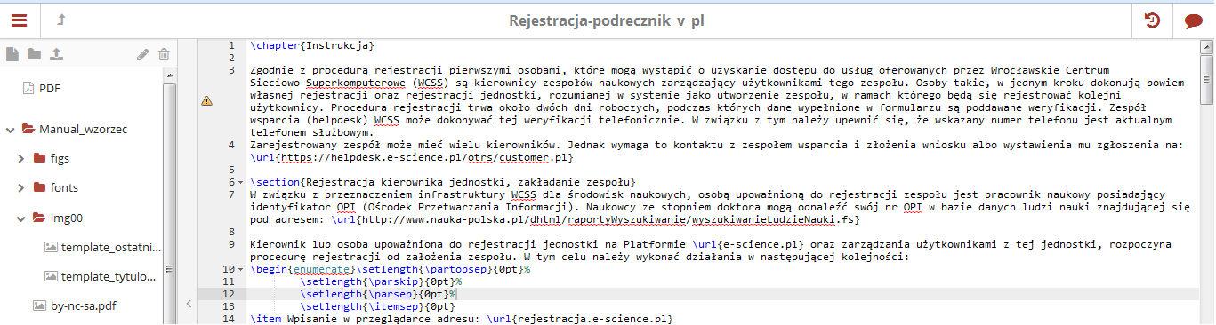 1 Instrukcja Rys. 1.7: Przejście do trybu pełnoekranowego Rys. 1.8: Tryb pełnoekranowy podgląd PDF Rys. 1.9: Tryb pełnoekranowy podgląd kodu 1.