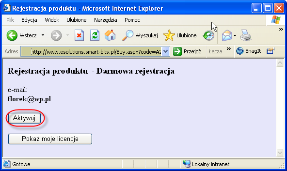 Przy dostępie do stron rejestracyjnych jako nazwa użytkownika automatycznie wpisywany jest adres e-mail wprowadzony przez użytkownika w okienku rejestracji.