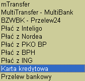 W polu 1 może dokonać wyboru formy płatności: