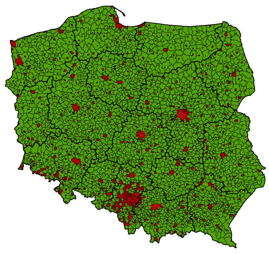 OBSZARY WIEJSKIE WEDŁUG TERYT (cd.) W Polsce (w 2013 r.