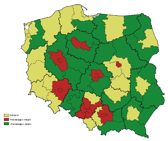 TYPOLOGIA REGIONÓW WEDŁUG EUROSTATU (cd.) W Polsce (w 2013 r.