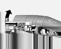 76 Oświetlenie Sygnalizacja skrętu i zmiany pasa ruchu W celu zasygnalizowania czynności takiej, jak zmiana pasa ruchu pięcioma błyśnięciami kierunkowskazów lekko przesunąć dźwignię, nie pokonując
