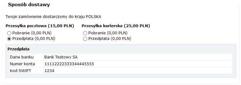 Rys. 293 Panel administracyjny, Zamówienia i płatności, Płatności standardowe, Przelew, dane do przelewu.