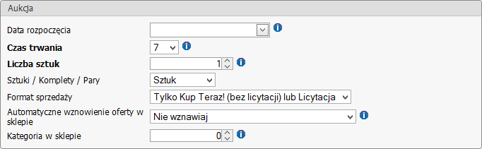 Rys. 63 Panel administracyjny, Pasaże i serwisy aukcyjne, Allegro, Szablony, dodawanie Szablonu. Uwaga: Na liście wyboru wyświetlają się tylko aktywne serwisy Allegro.