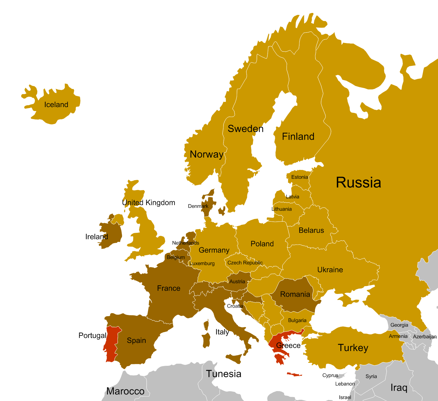 EUROPE: Over 30 Countries GDP