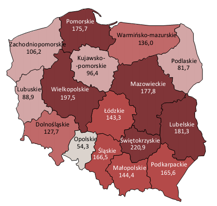 Rysunek 13. Udział firm w finansowaniu B+R w Polsce w 2012 r. w % Rysunek 14. Nakłady wewnętrzne na działalność B+R na jeden EPC w działalności B+R w 2012 r.