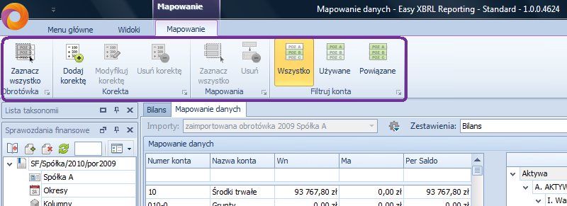 Włącza zaznaczony, wcześniej wyłączony element. Aby wyświetlid wyłączone elementy wybierz poniższą opcję: Funkcje grupy Zaawansowane Pokazuje wyłączone elementy sprawozdania.