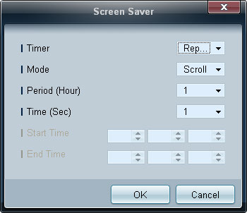 Screen Saver Funkcja ta zapobiega wypalaniu powidoków, gdy na ekranie wybranego urządzenia przez dłuższy czas wyświetlany jest nieruchomy obraz.