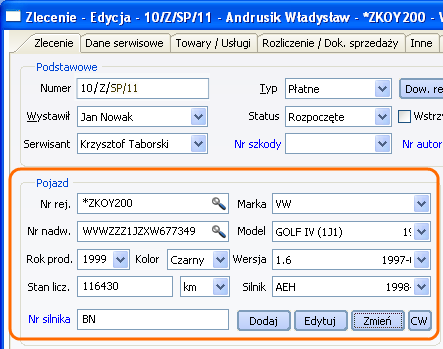 Baza pojazdów w programie Integra 7 zawiera specjalne identyfikatory, umożliwiające automatyczny wybór pojazdu w Katalogach i Systemach serwisowych.