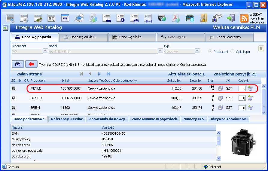 2-28) spowoduje uruchomienie przeglądarki internetowej z programem Integra WebKatalog i przejście do zakładki Dane wg