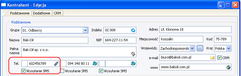 094 348 80 11). Po założeniu konta użytkownika należy skonfigurować odpowiednio program. W tym celu w module Menadżer z menu Administracja wybieramy Konfiguracja i parametry programu.