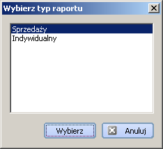 Przy dodawaniu nowego raportu należy wybrać typ raportu (Rys. 6-2).