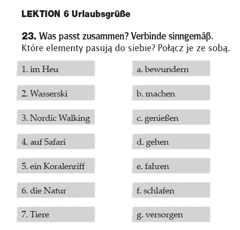 Expedition Deutsch 1B Kapitel 5, Lektion 6 Arbeitsheft Ćwiczenia przygotowujące do matury: znajomość