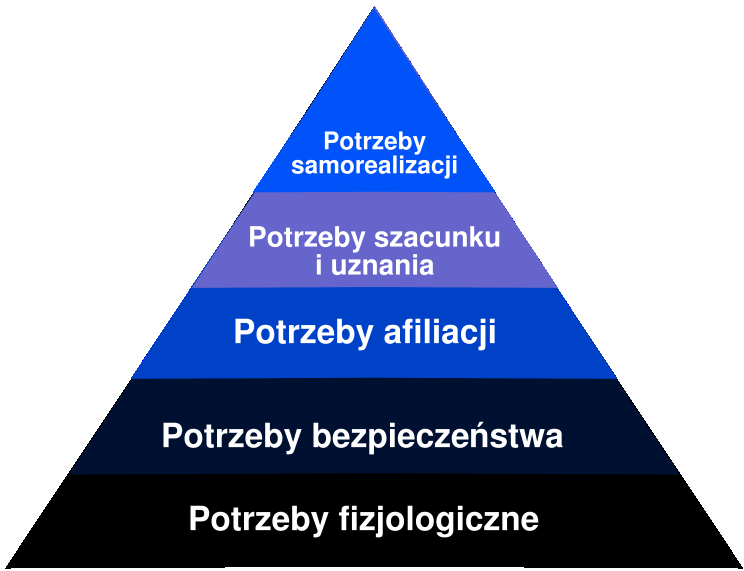 PIRAMIDA POTRZEB MASLOWA Potrzeby fizjologiczne: Potrzeba jedzenia. Potrzeba odpoczynku. Potrzeba przyjemnych doznań zmysłowych. Potrzeby seksualne.