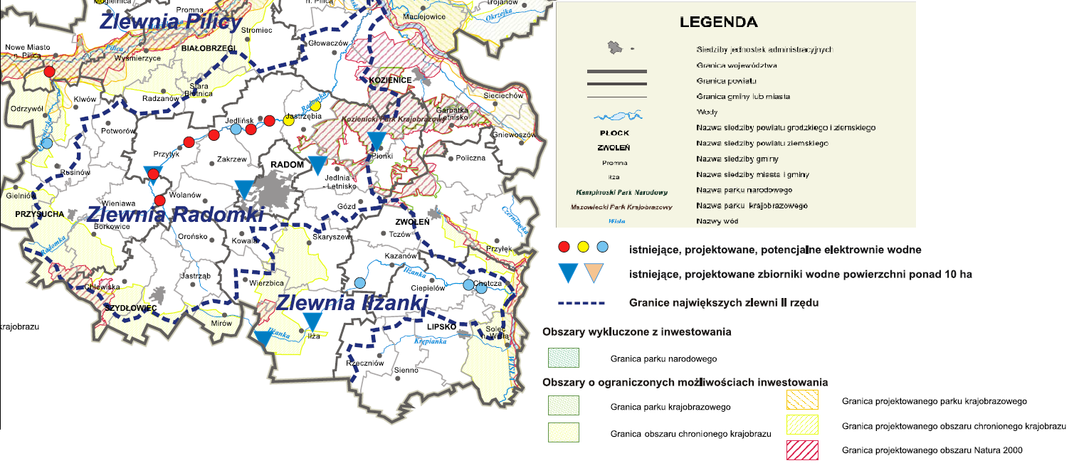 Mapa 10 Obszary preferowane dla rozwoju energetyki wodnej Źródło Program