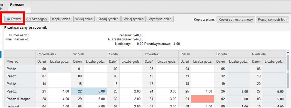 W przypadku odpracowania tych godzin przez innego nauczyciela system usprawiedliwi godziny przypadające na okres tej krótkotrwałej