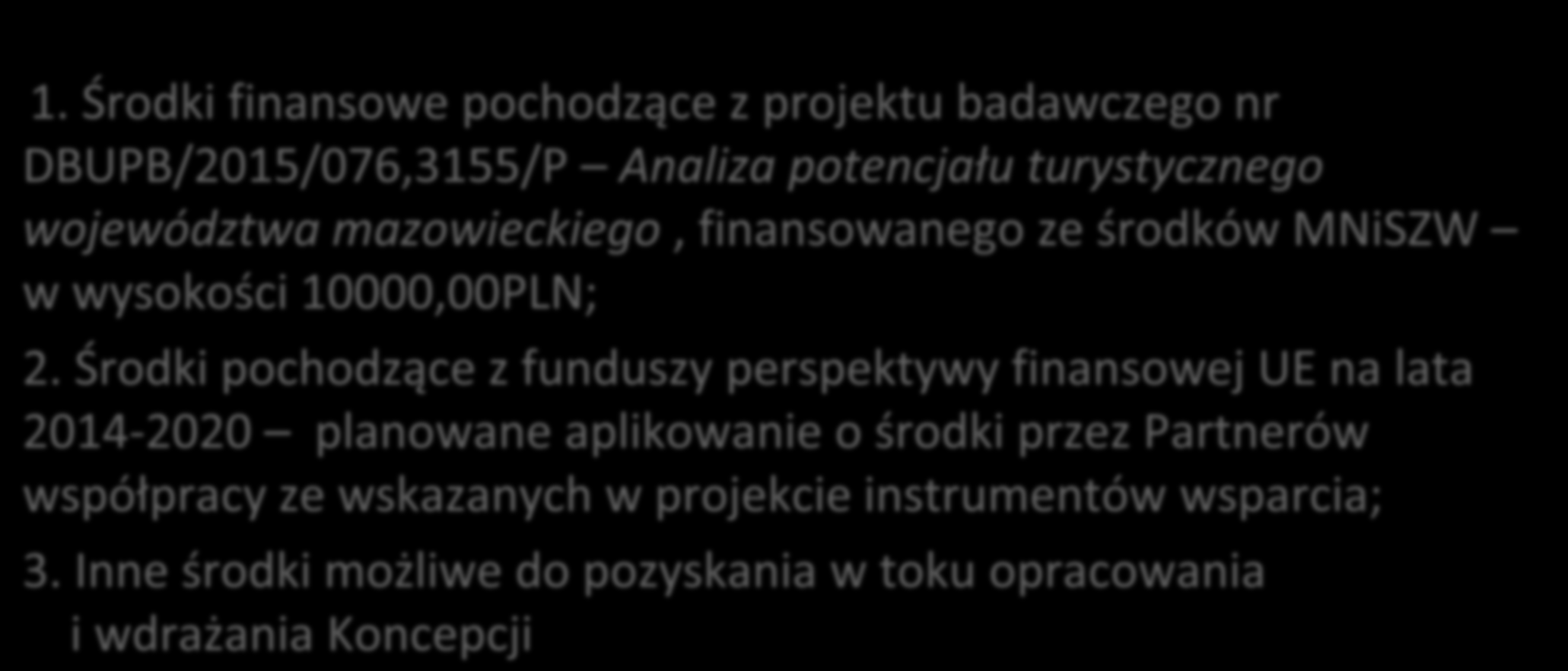 Realizacja Koncepcji FINANSOWANIE 1.