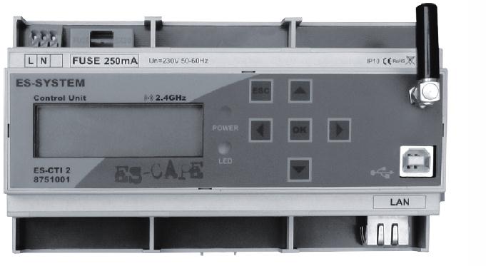 5. Jednostka Sterująca 2.4GHz CTI2 8751001 (wymaga zasilania 230V 50/60Hz) Rys 2. Jednostka Sterująca 2.4GHz ES-CTI2 6.