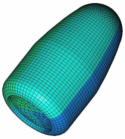 W przypadku modelu osłony balistycznej to zadanie jest mniej skomplikowane, w przypadku geometrii pocisku naleŝy uwzględnić wszystkie elementy składowe, z których zbudowany jest pocisk.