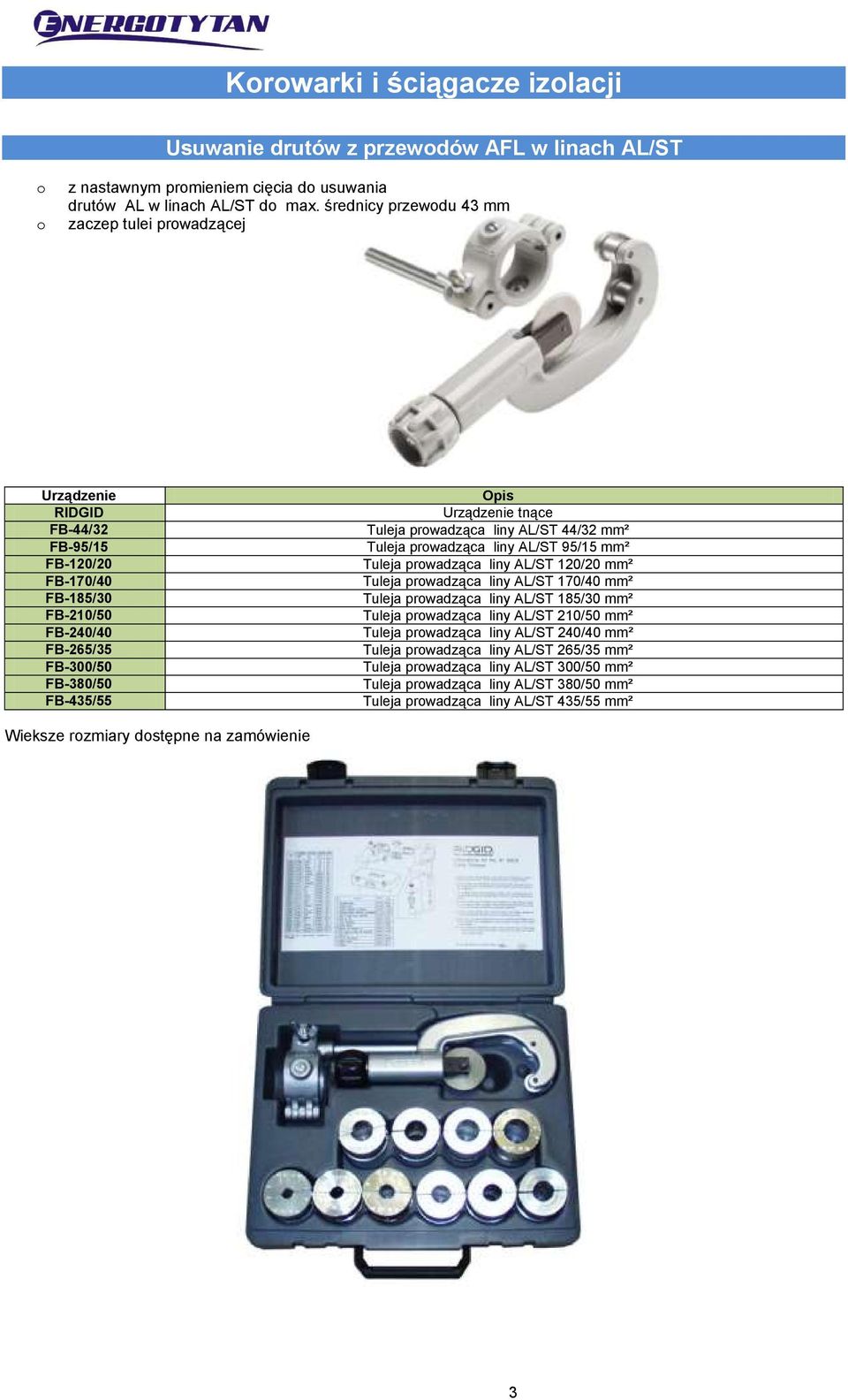 Tuleja prwadząca liny AL/ST 44/32 mm² Tuleja prwadząca liny AL/ST 95/15 mm² Tuleja prwadząca liny AL/ST 120/20 mm² Tuleja prwadząca liny AL/ST 170/40 mm² Tuleja prwadząca liny AL/ST 185/30 mm² Tuleja