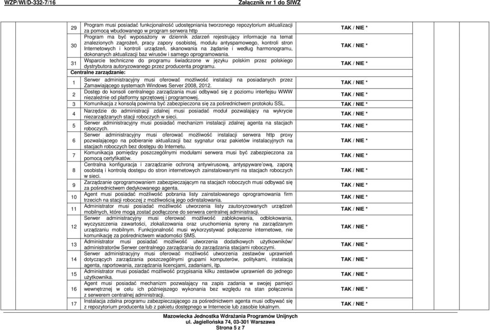 aktualizacji baz wirusów i samego oprogramowania. 31 Wsparcie techniczne do programu świadczone w języku polskim przez polskiego dystrybutora autoryzowanego przez producenta programu.