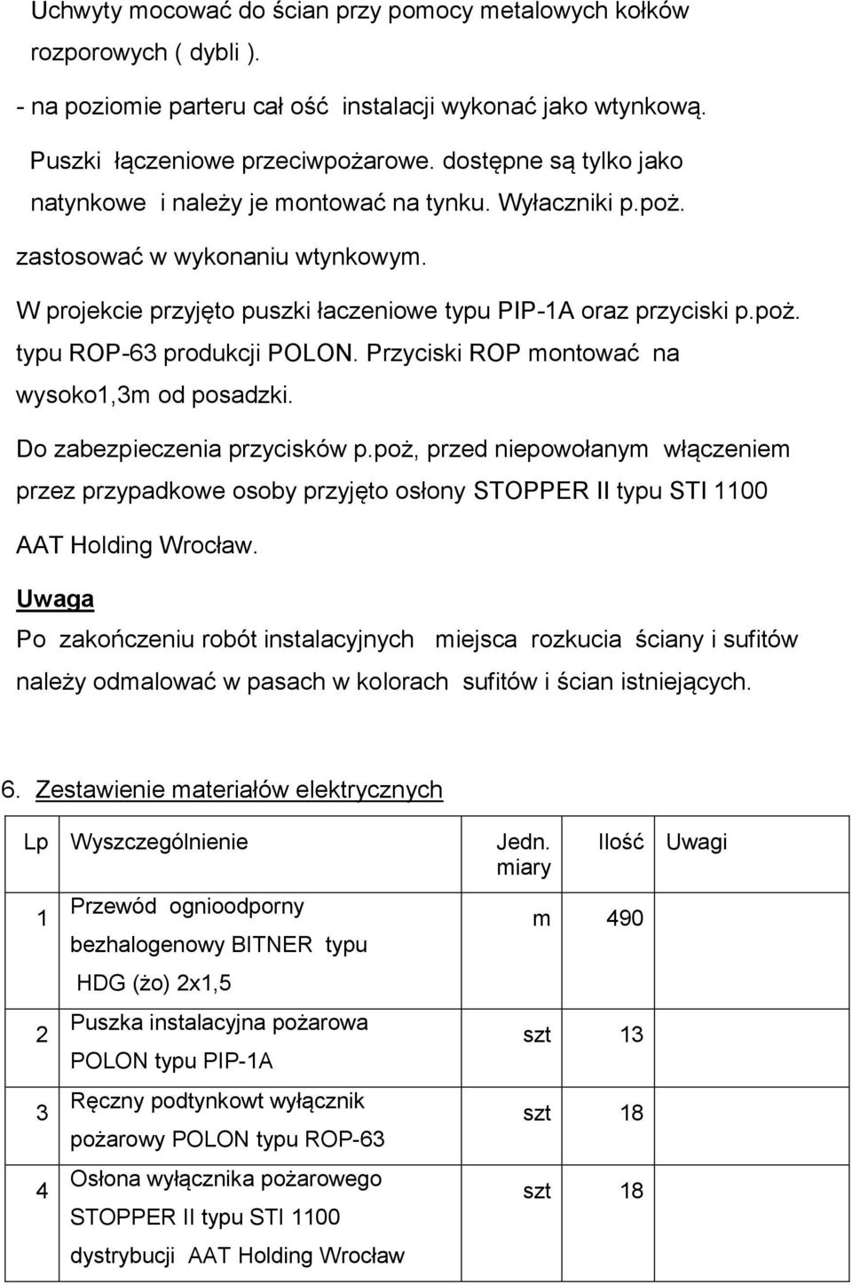 Przyciski ROP montować na wysoko1,3m od posadzki. Do zabezpieczenia przycisków p.