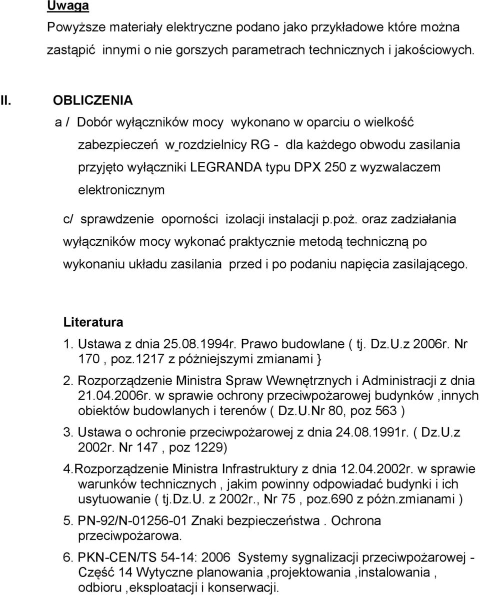 elektronicznym c/ sprawdzenie oporności izolacji instalacji p.poż.